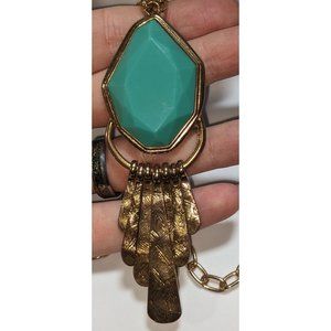 Alma & Co Marina Gold And Turquoise Pendant Necklace